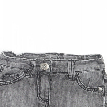 NEXT Girls Grey Cotton A-Line Skirt Size 4 Years Regular Button