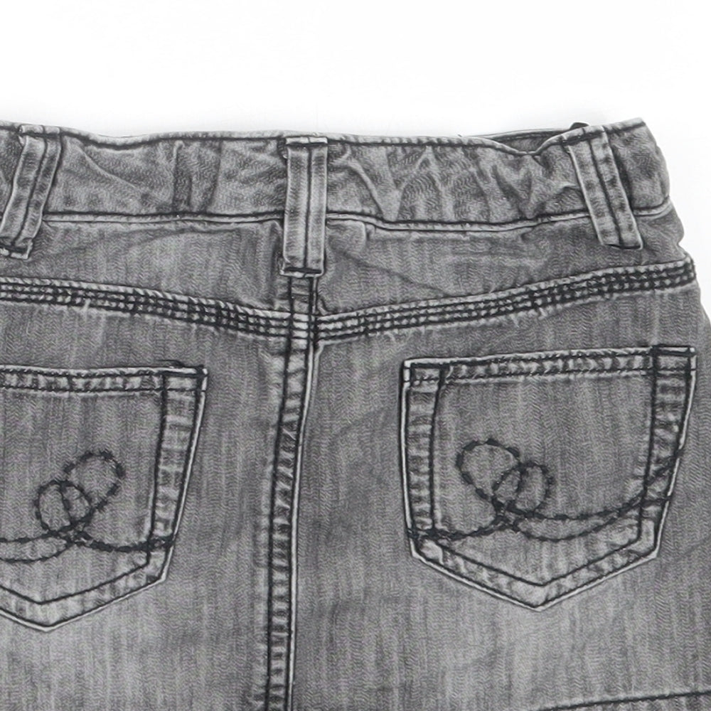 NEXT Girls Grey Cotton A-Line Skirt Size 4 Years Regular Button