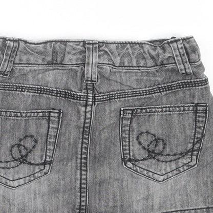 NEXT Girls Grey Cotton A-Line Skirt Size 4 Years Regular Button