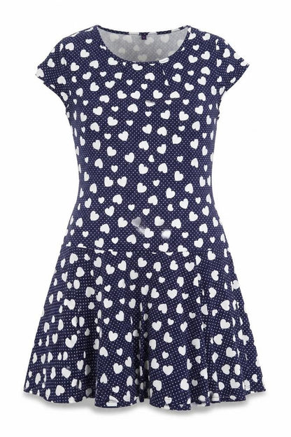 Preworn Womens Blue Geometric Polyester A-Line Size 12 Crew Neck Pullover - Hearts