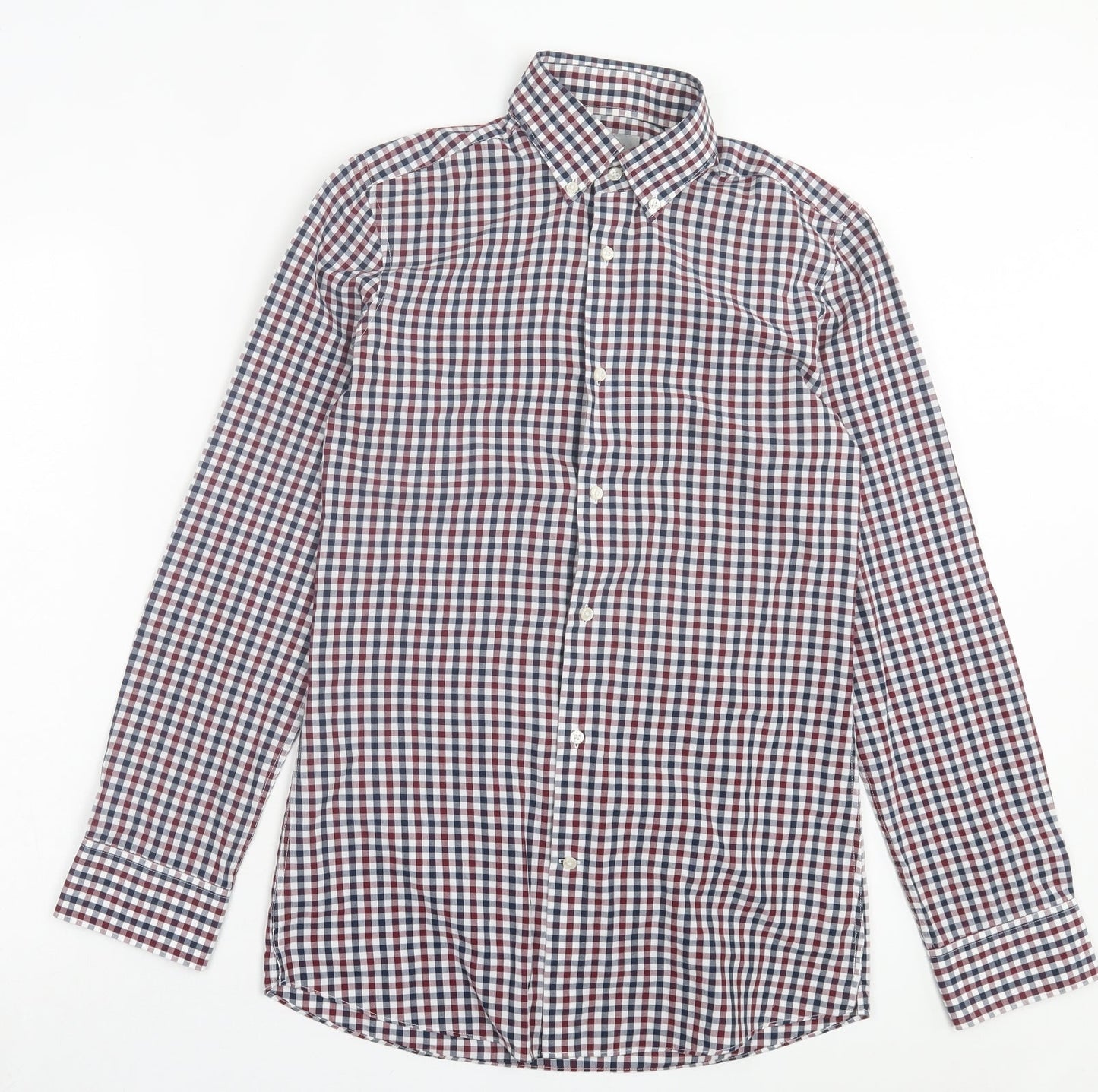 NEXT Mens Red Plaid Cotton Button-Up Size 14.5 Collared Button