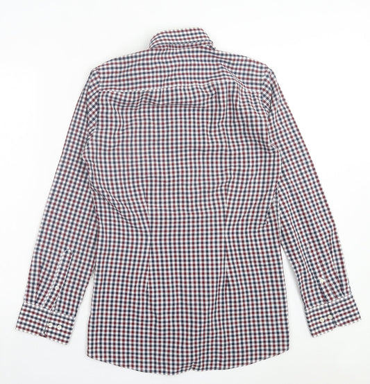 NEXT Mens Red Plaid Cotton Button-Up Size 14.5 Collared Button