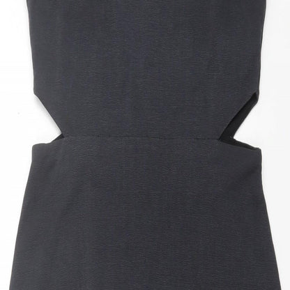Topshop Womens Grey Polyester A-Line Size 8 Square Neck Pullover