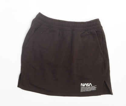 H&M Womens Brown Cotton A-Line Skirt Size XS - Nasa