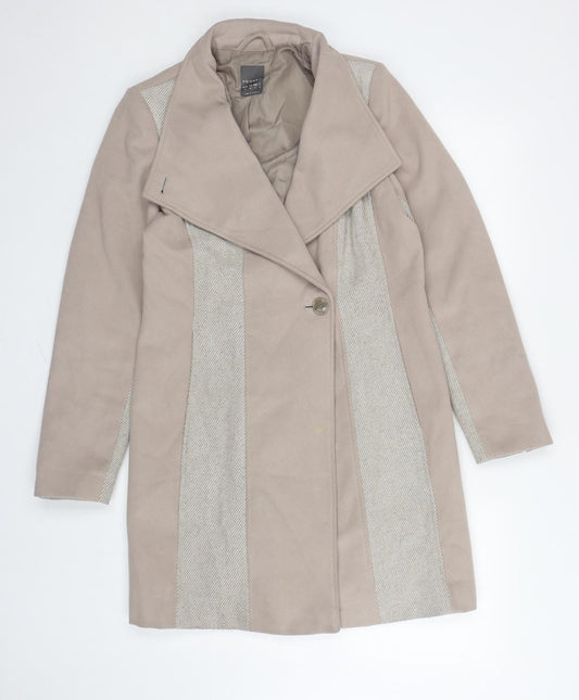 Primark Womens Grey Herringbone Overcoat Coat Size 10 Button