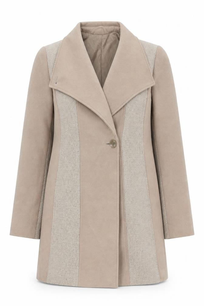 Primark Womens Grey Herringbone Overcoat Coat Size 10 Button
