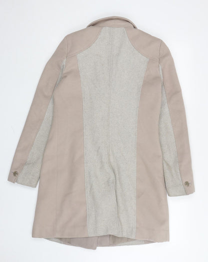 Primark Womens Grey Herringbone Overcoat Coat Size 10 Button