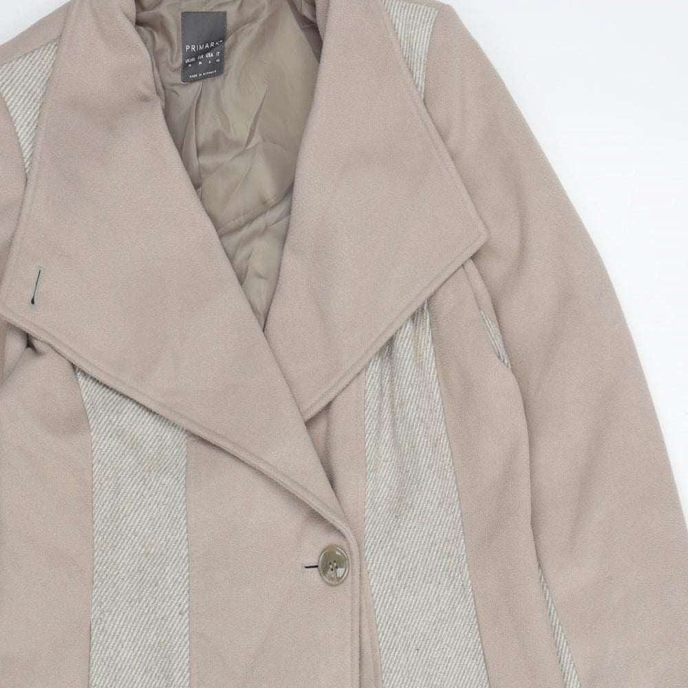 Primark Womens Grey Herringbone Overcoat Coat Size 10 Button