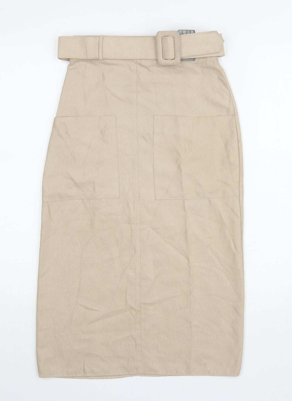 Primark Womens Beige Polyester Straight & Pencil Skirt Size 6 Zip