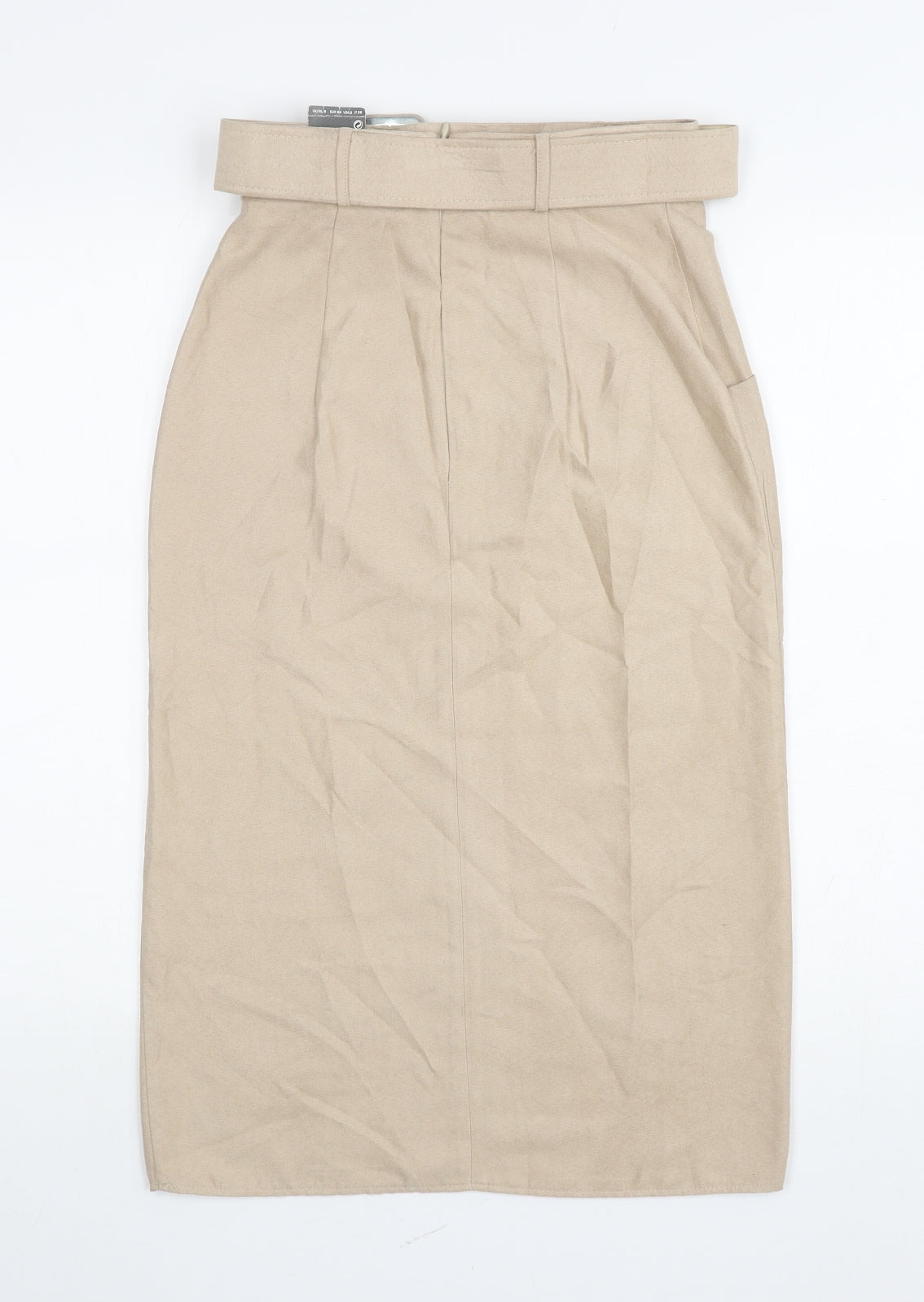 Primark Womens Beige Polyester Straight & Pencil Skirt Size 6 Zip