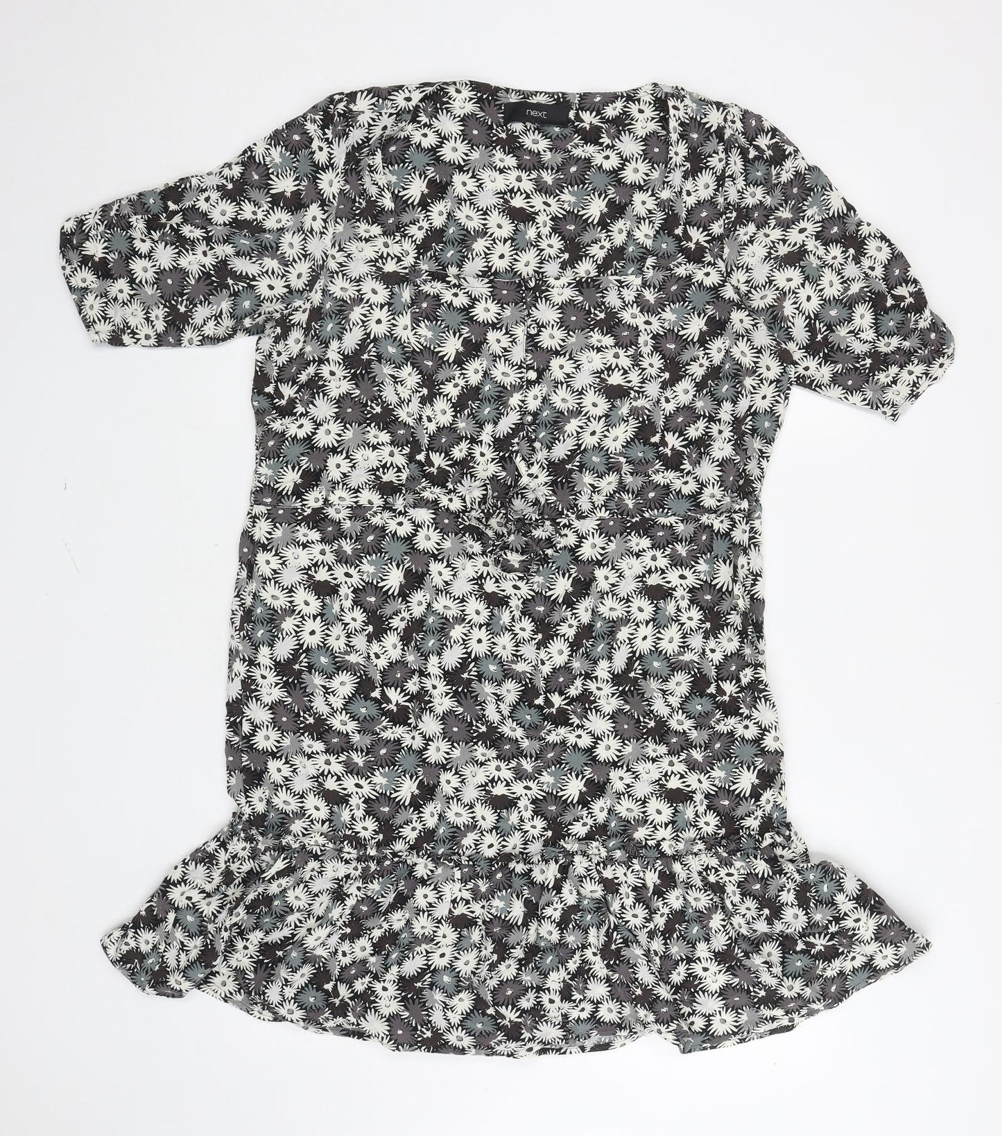 NEXT Womens Grey Floral Viscose Kaftan Size 12 Square Neck Pullover