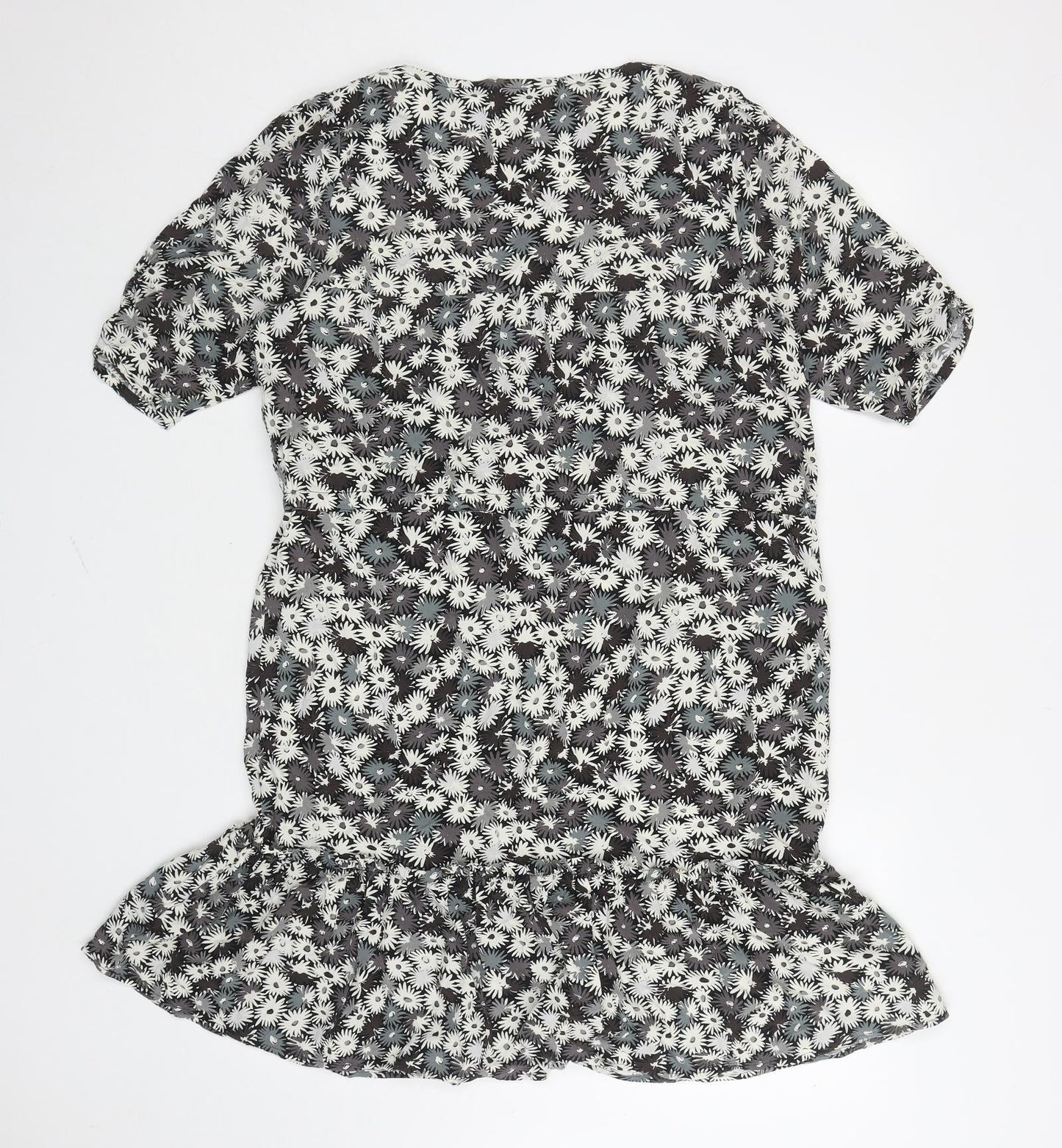 NEXT Womens Grey Floral Viscose Kaftan Size 12 Square Neck Pullover