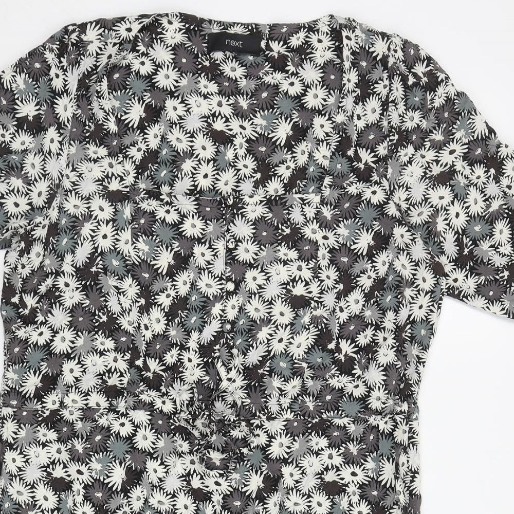 NEXT Womens Grey Floral Viscose Kaftan Size 12 Square Neck Pullover