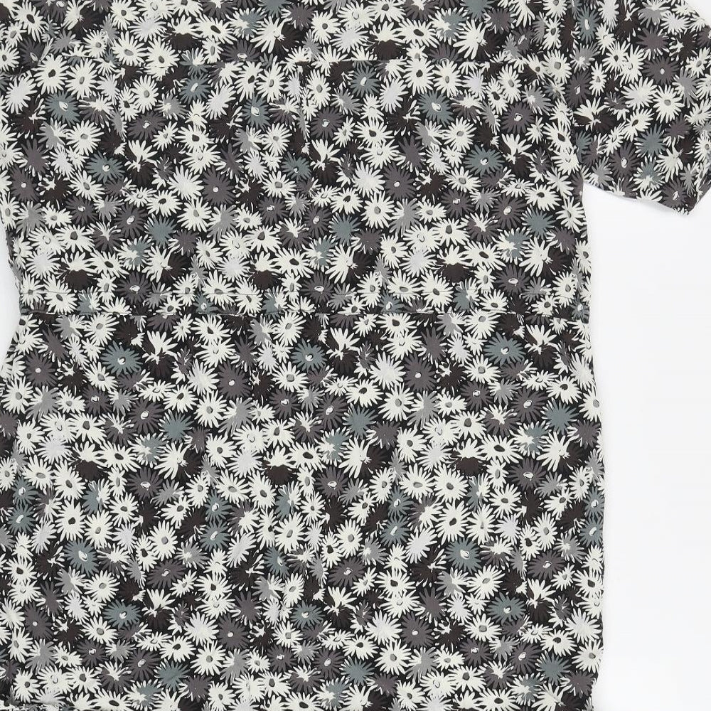 NEXT Womens Grey Floral Viscose Kaftan Size 12 Square Neck Pullover