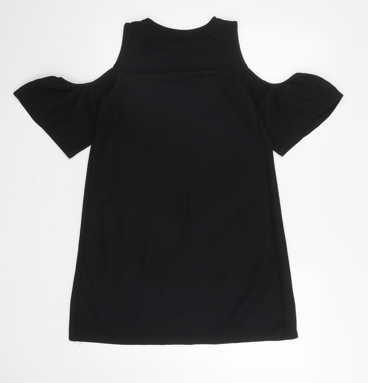 Zara Womens Black Polyester A-Line Size S Round Neck Pullover - Off the shoulder