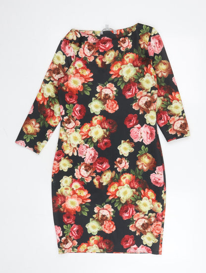Red Herring Womens Multicoloured Floral Polyester Bodycon Size 8 Round Neck Pullover