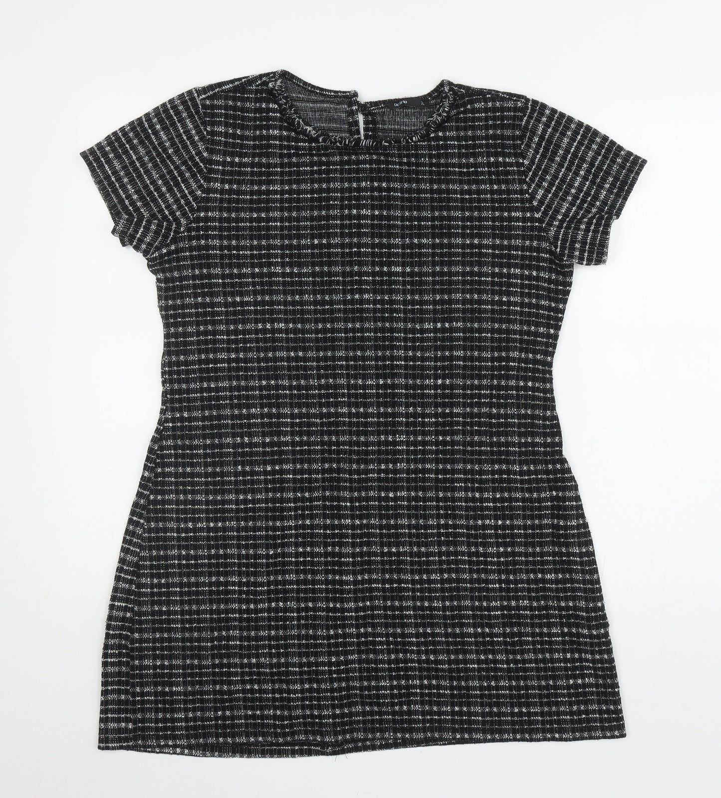 Defacto Womens Black Geometric Polyester A-Line Size XL Round Neck Pullover