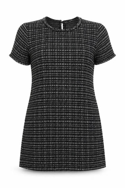 Defacto Womens Black Geometric Polyester A-Line Size XL Round Neck Pullover