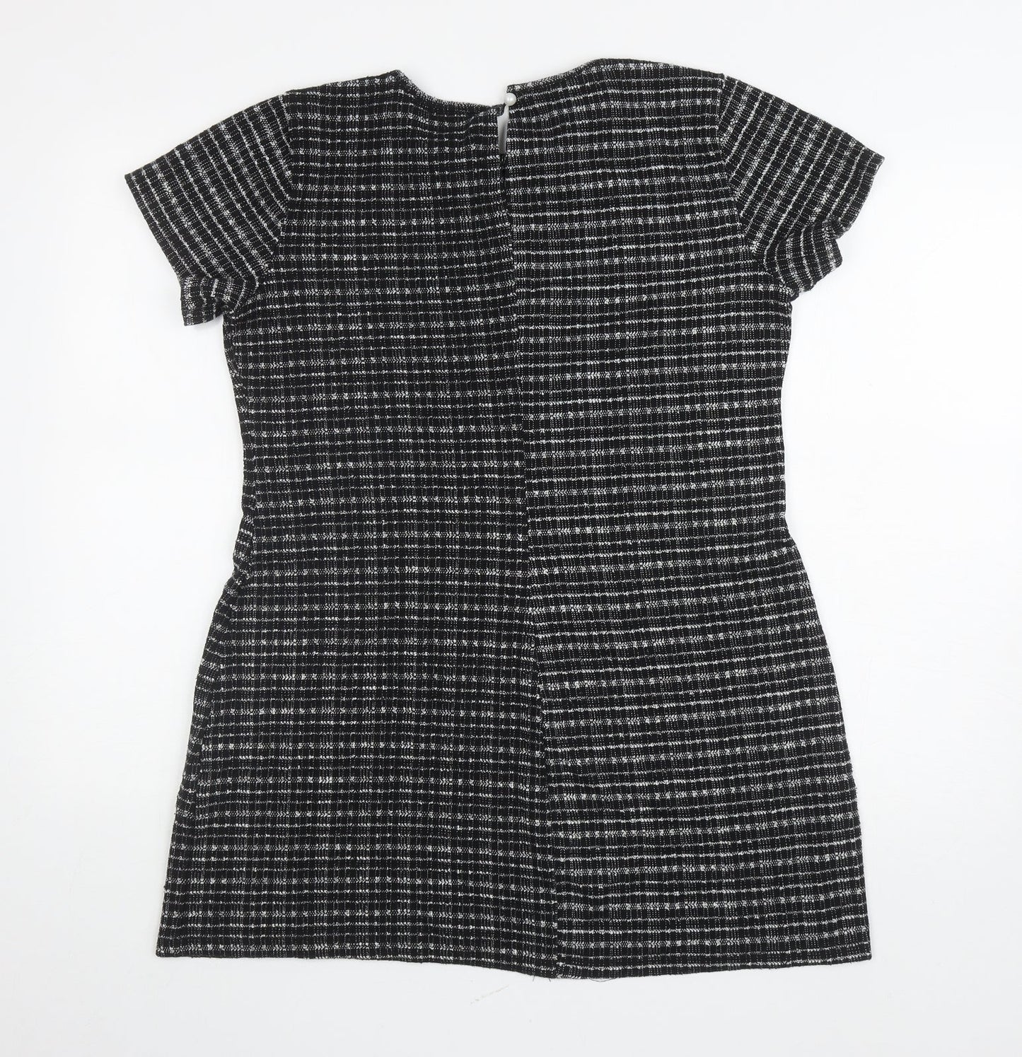 Defacto Womens Black Geometric Polyester A-Line Size XL Round Neck Pullover