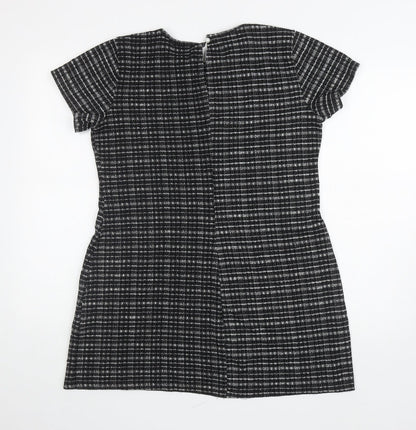 Defacto Womens Black Geometric Polyester A-Line Size XL Round Neck Pullover