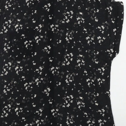 George Womens Black Geometric Polyester Basic Button-Up Size 8 Collared - Butterflies