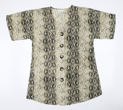 Womens UK Size 16 Blue Vanilla Brown Basic Button-Up