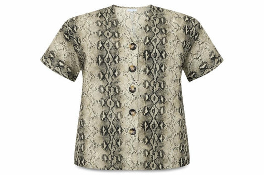 Womens UK Size 16 Blue Vanilla Brown Basic Button-Up