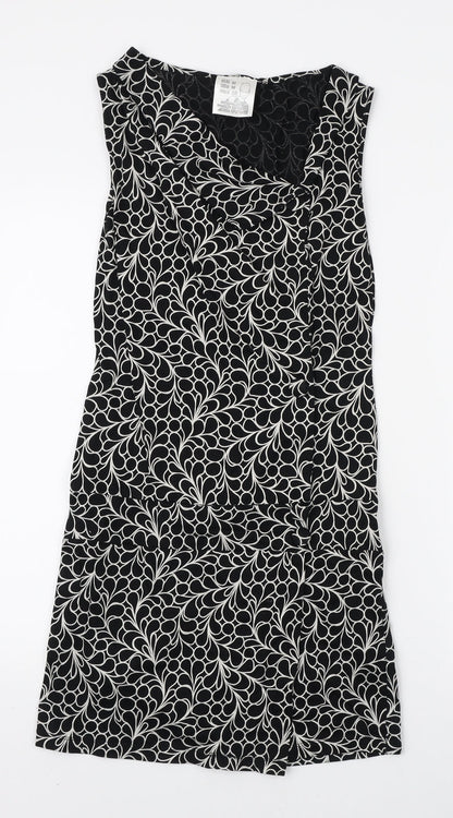Preworn Womens Black Geometric Polyester Bodycon Size M V-Neck Pullover