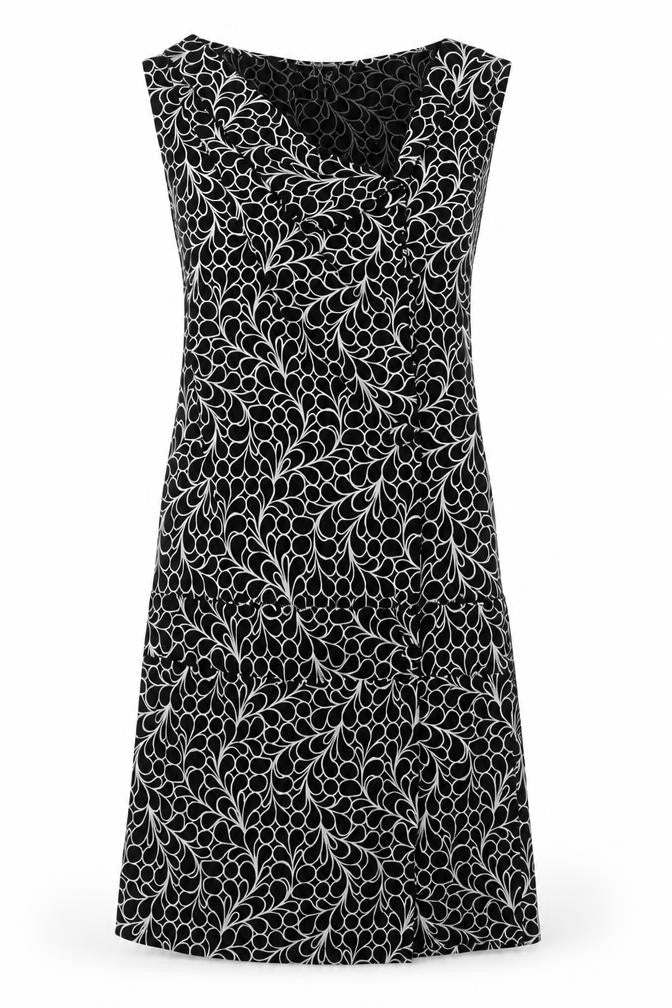 Preworn Womens Black Geometric Polyester Bodycon Size M V-Neck Pullover