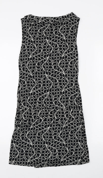 Preworn Womens Black Geometric Polyester Bodycon Size M V-Neck Pullover