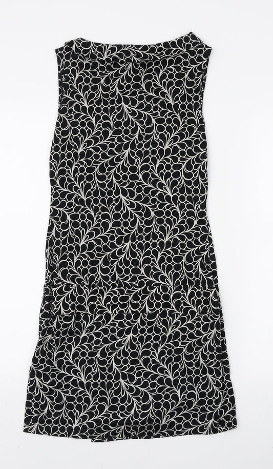 Preworn Womens Black Geometric Polyester Bodycon Size M V-Neck Pullover