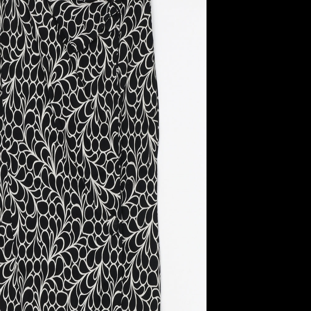 Preworn Womens Black Geometric Polyester Bodycon Size M V-Neck Pullover