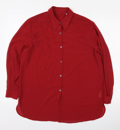 Womens UK Size 10 Preworn Red Basic Button-Up
