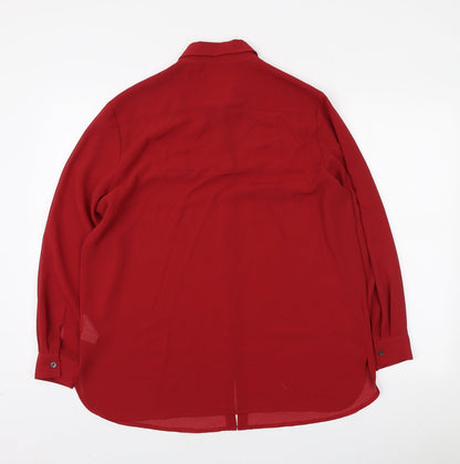 Womens UK Size 10 Preworn Red Basic Button-Up
