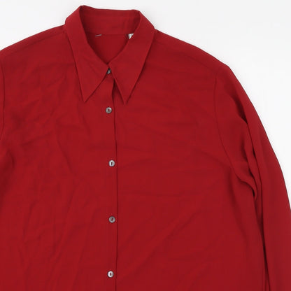 Womens UK Size 10 Preworn Red Basic Button-Up
