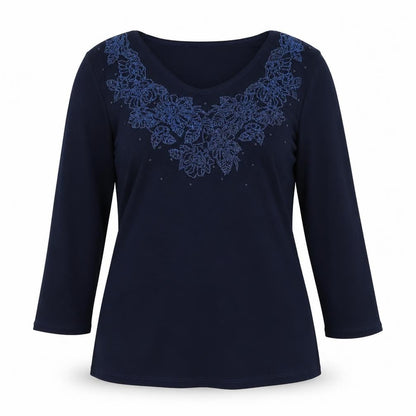 Womens UK Size 12 First Avenue Blue Basic T-Shirt