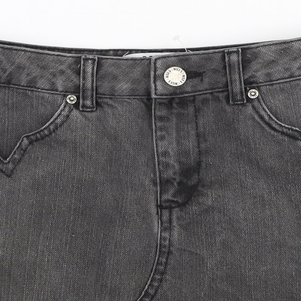 Miss Selfridge Womens Grey Cotton Mini Skirt Size 6 Zip