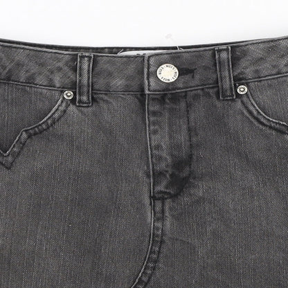 Miss Selfridge Womens Grey Cotton Mini Skirt Size 6 Zip