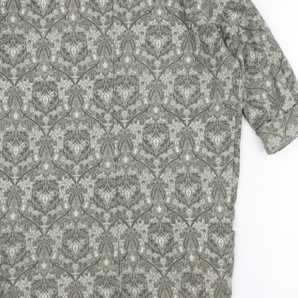 WI&CO Womens Green Geometric Cotton Tunic Blouse Size S Boat Neck