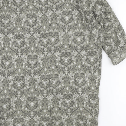 WI&CO Womens Green Geometric Cotton Tunic Blouse Size S Boat Neck