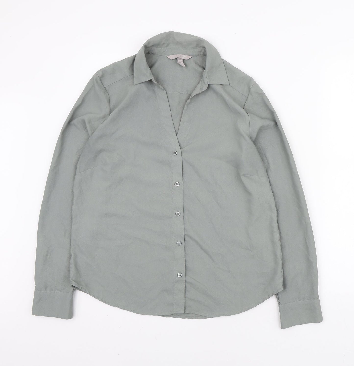 Womens UK Size S H&M Green Basic Button-Up