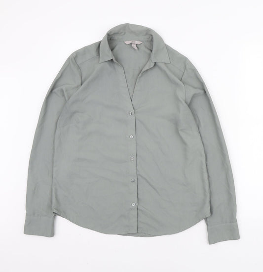 Womens UK Size S H&M Green Basic Button-Up