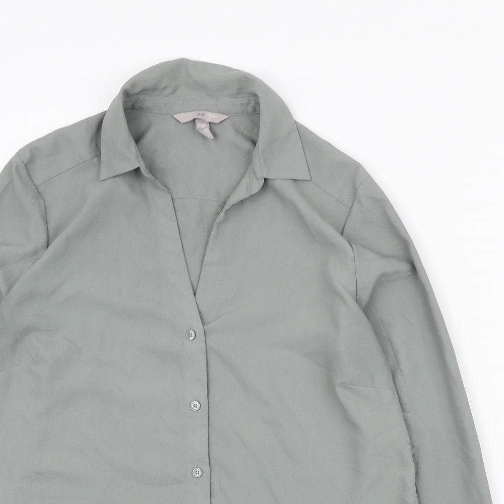 Womens UK Size S H&M Green Basic Button-Up