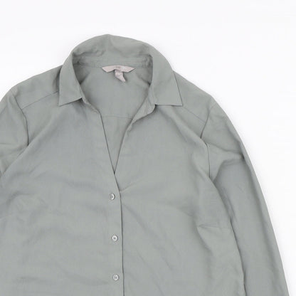 Womens UK Size S H&M Green Basic Button-Up