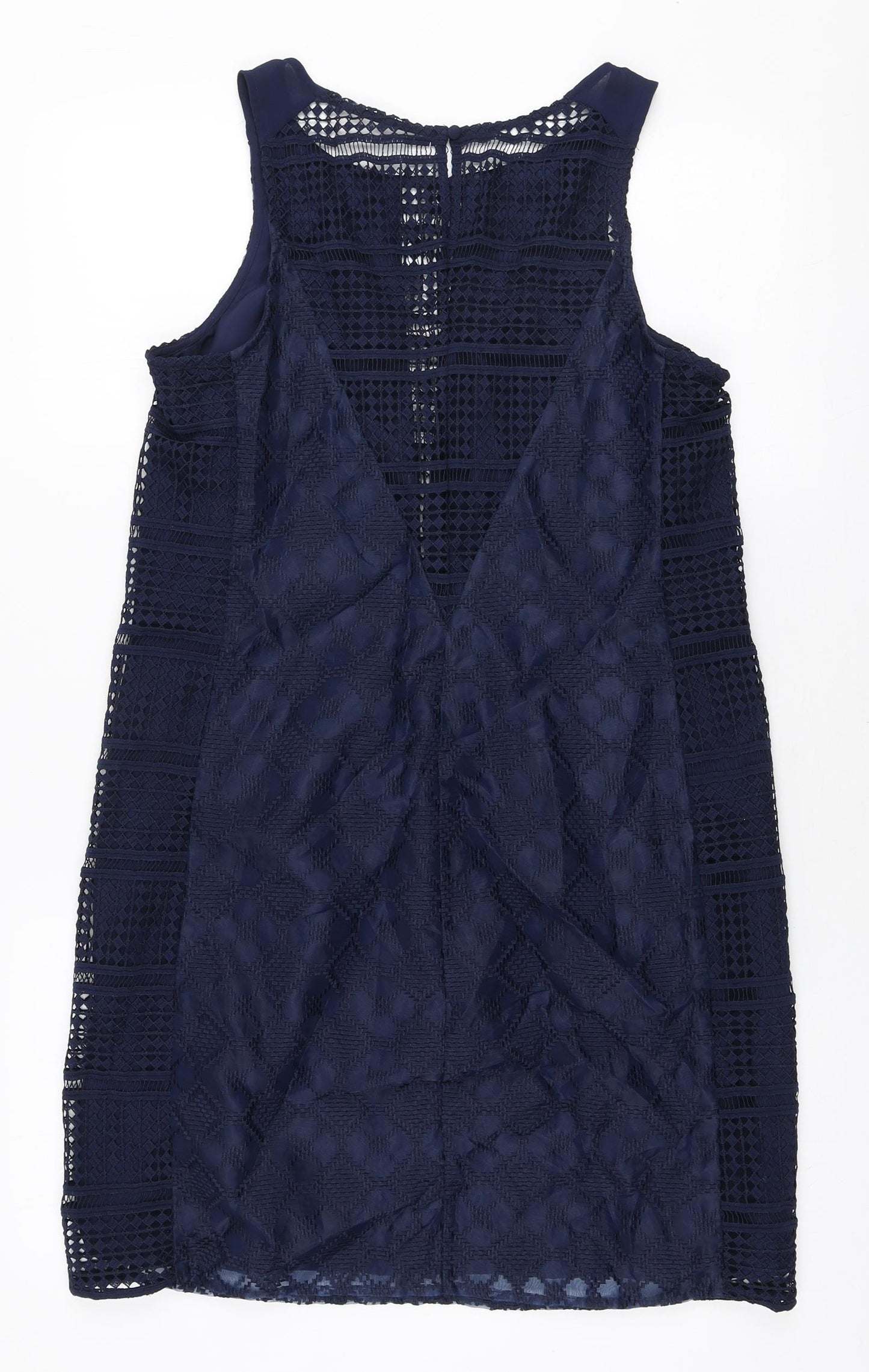 NEXT Womens Blue Polyester A-Line Size 12 Round Neck Zip