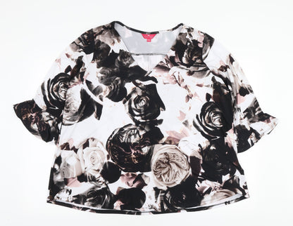 Together Womens Multicoloured Floral Polyester Basic T-Shirt Size 20 V-Neck