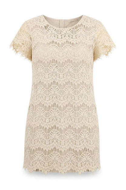 Forever 21 Womens Ivory Rayon Mini Size 10 Round Neck Zip