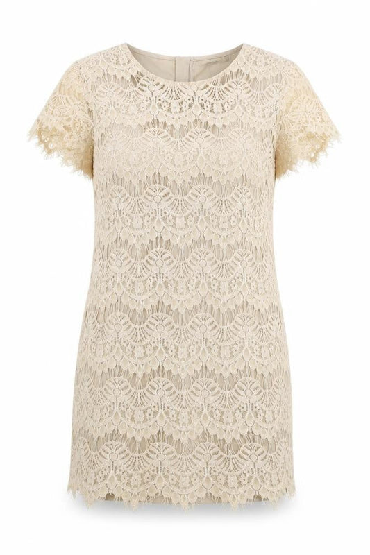 Forever 21 Womens Ivory Rayon Mini Size 10 Round Neck Zip