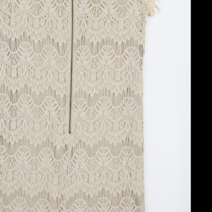 FOREVER 21 Womens Ivory Rayon Mini Size 10 Round Neck Zip