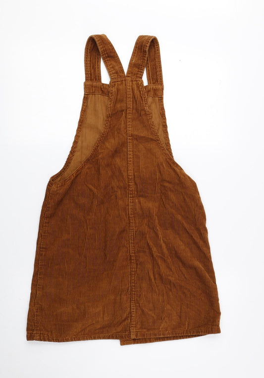 Denim & Co. Womens Brown 100% Cotton Dungaree One-Piece Size 6 Button